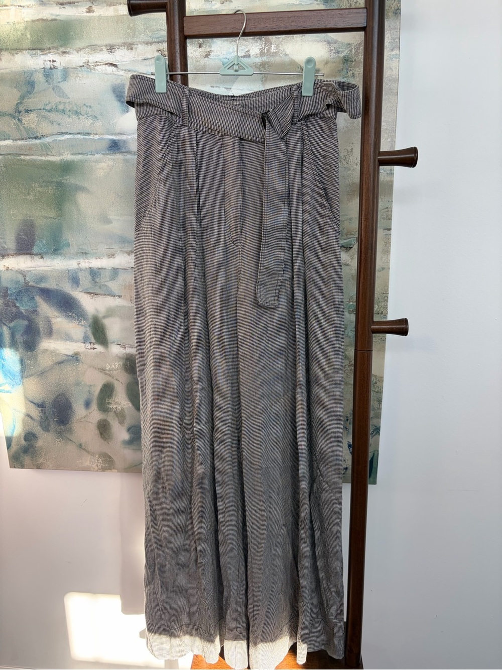 Matthew Burch Women’s Pleated Maxi Skirt with Waist Tie - Gray